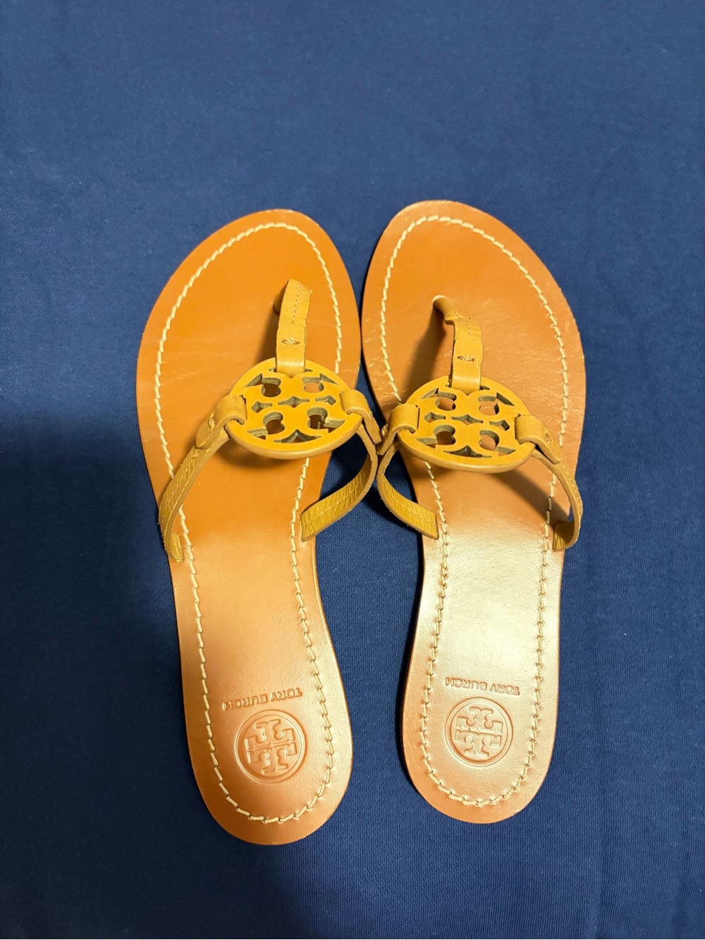 Tory Burch Orange Leather Miller Thong Sandals